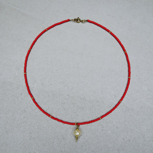 Lucky Red Pearl Necklace