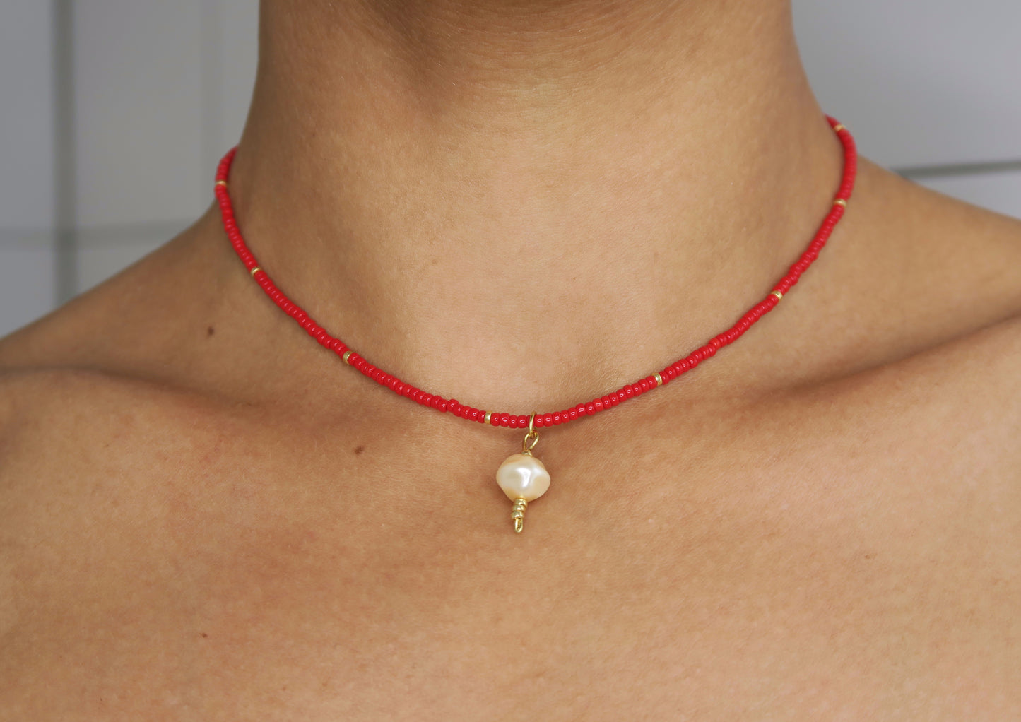 Lucky Red Pearl Necklace